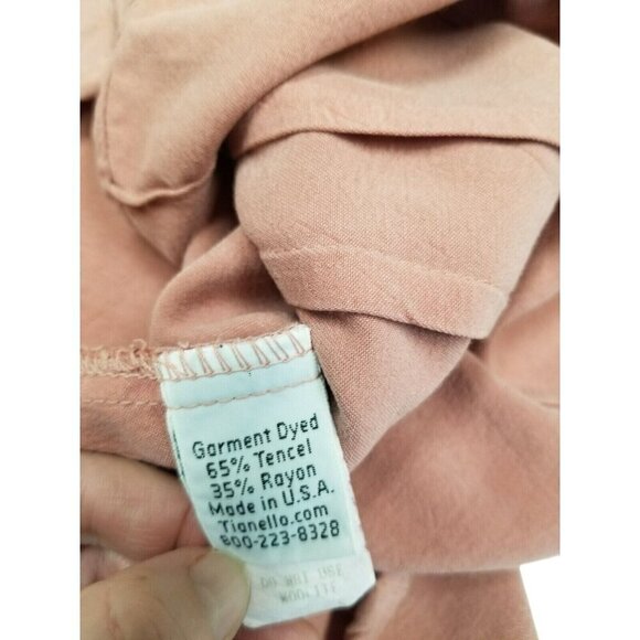 Tianello‎ Button Up Blouse Tencel Waist Shaping Pinkish Red Collar Long Sleeve S - Picture 8 of 12